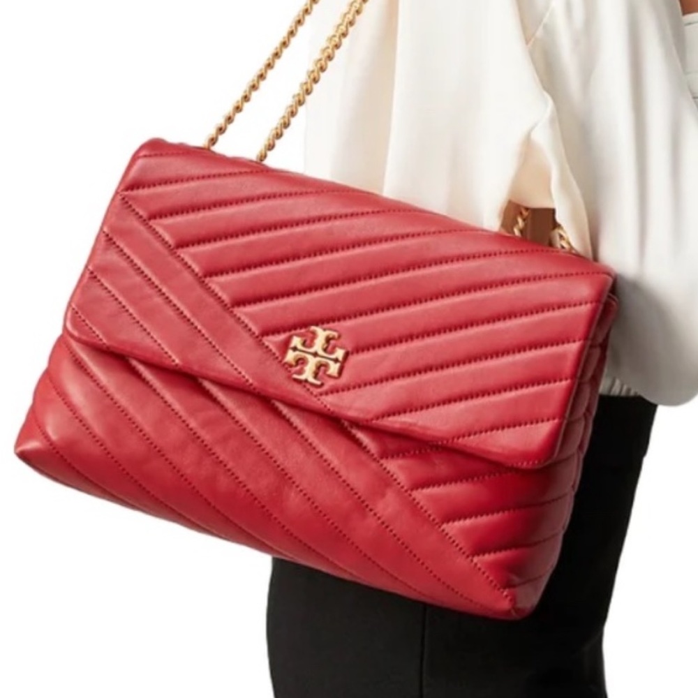 Kira Chevron Convertible Shoulder Bag Red